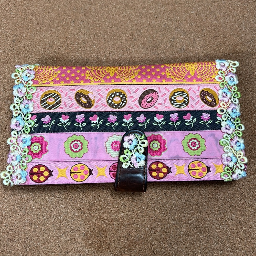 Vintage Coach bifold customized wallet donut embroidery
